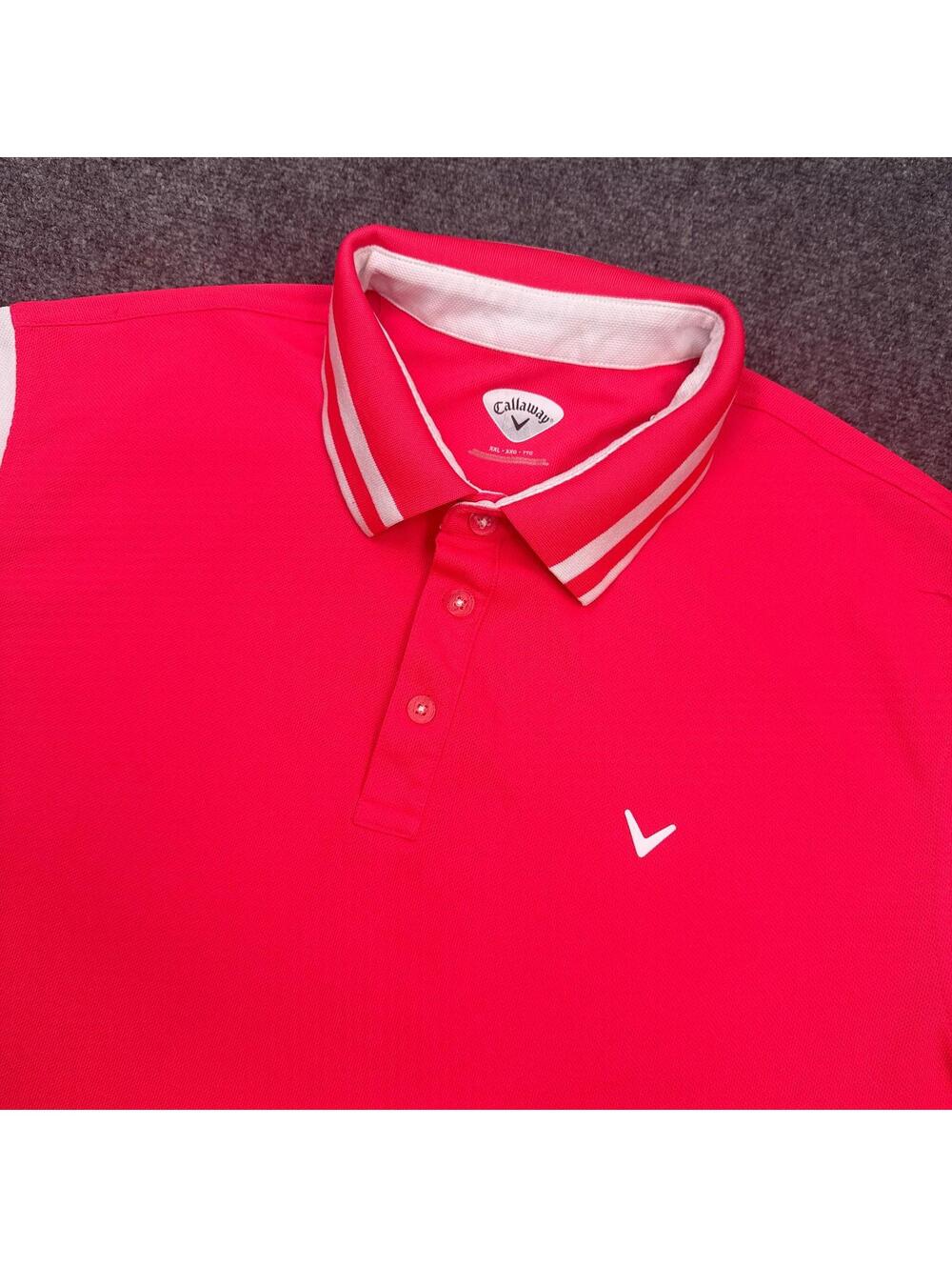 Callaway Performance Polo Shirt Mens Size 2XL XXL Pink White Golf Casual